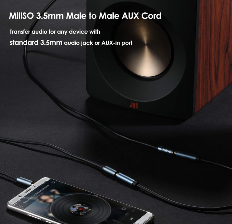 MillSO 16.4ft 3.5mm Male-to-Male AUX Cable for Headphones, Speakers, Smartphones, Tablets, MP3 Players, Computers - Image 2